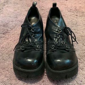 Black platform lace up shoes